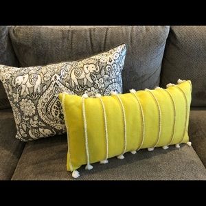 Yellow and grey boho pillows!